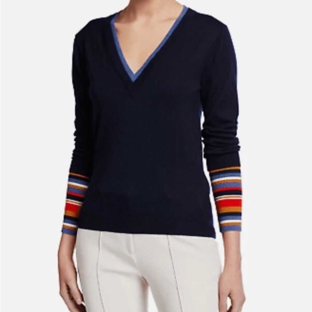 Veronica Beard Navy Avery V-Neck Sweater Size Extra Small